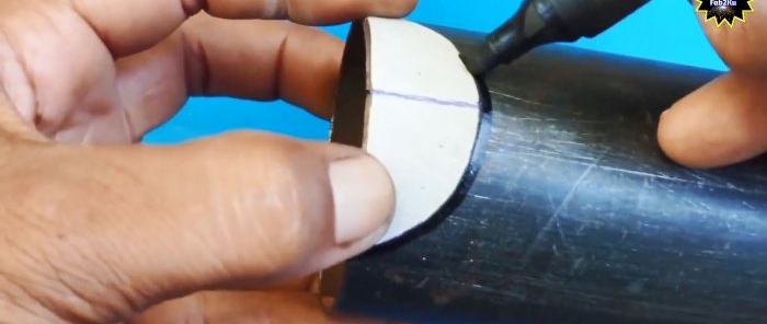 Een buis in een buis steken, hoe u het verbindingsgebied correct markeert en afsnijdt zonder speciaal gereedschap