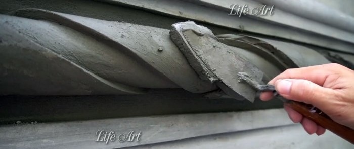 Kā izrotāt fasādi cementa spirāles formā
