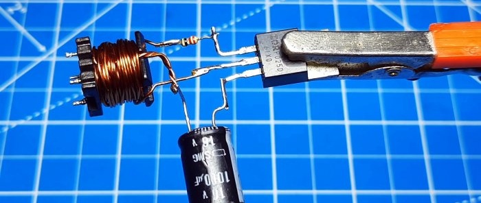 The simplest converter of 4 parts from 1.5 to 220 V