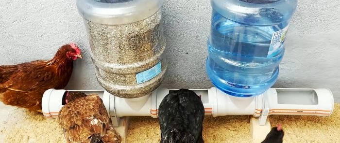 Mangiatoia per pollame di lunga durata realizzata con tubi in PVC