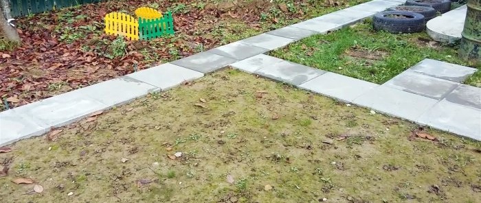 Hur man gör en idealisk trädgårdsgång utan trappsteg och luckor från 500x500 mm markstensplattor