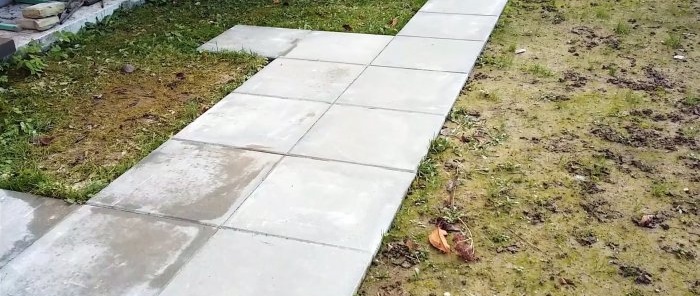 Come realizzare un vialetto ideale in giardino senza gradini e interstizi con lastre di pavimentazione 500x500 mm