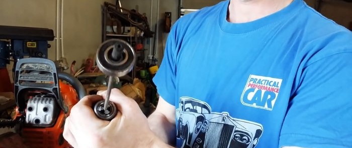 Høyhastighetssliping av et motorsagkjede ved hjelp av en drill