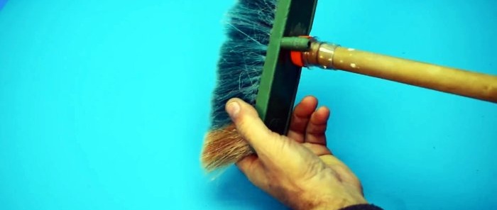 2 options for how to repair the plastic mount on the handle of a broom or mop brush
