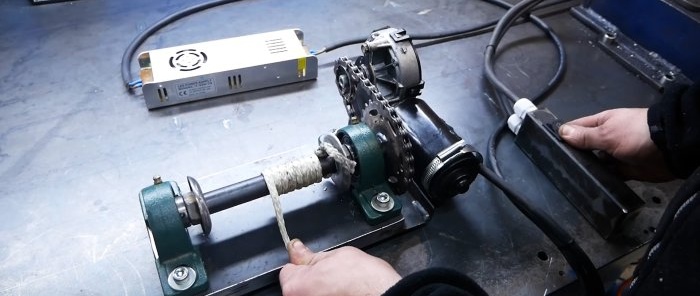 How to make a winch based on a car windshield wiper gear motor