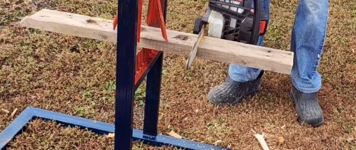 How to make a reliable stand for convenient sawing of boards and logs of different sizes
