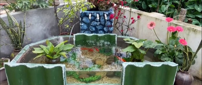 Hvordan lage en dam i hagen billig fra tilgjengelige materialer