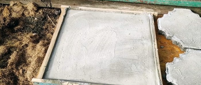 We cast paving slabs with perfect relief into cheap homemade molds with our own hands