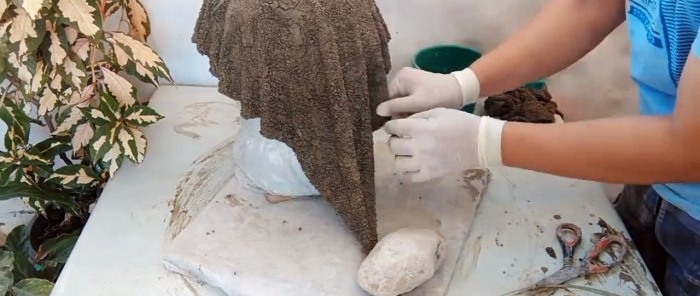 Lekka donica wykonana ze szmat i cementu do powtórzenia