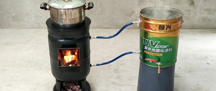 Как да си направим печка на дърва 2 в 1 от газова бутилка с паралелно нагряване на водата