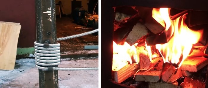 So bauen Sie einen Wärmetauscher und steigern die Effizienz eines Ofens zum Heizen einer Garage mit einem Heizkörper