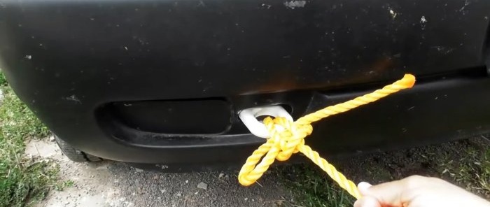 Self-tightening towing knot na nababawi sa isang paggalaw