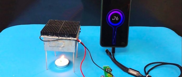 Comment recharger un smartphone avec le feu d'une bougie Centrale thermoélectrique à faire soi-même