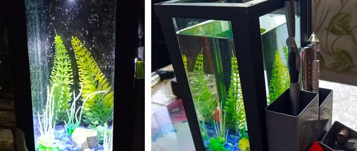 كيفية صنع منظم لحوض السمك على الطاولة مع الإضاءة